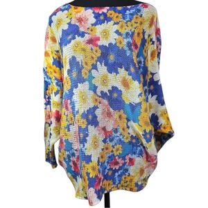 Luisa Ricci Vibrant Floral Women's Sweater With Dolman Sleeves Size 1X